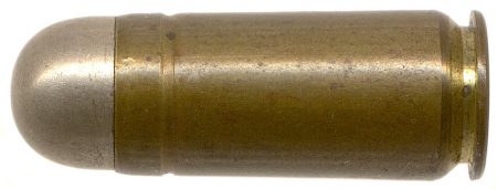 Lot 87 - .45 MARS Long. One cannelure. Ring crimped copper primer. Ex-Woodin collection. $325-375